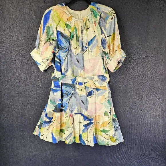 NEW Ted Baker London Rita Floral Belted Mini Dress In White Size 4, US 10 #1533 - Picture 6 of 9